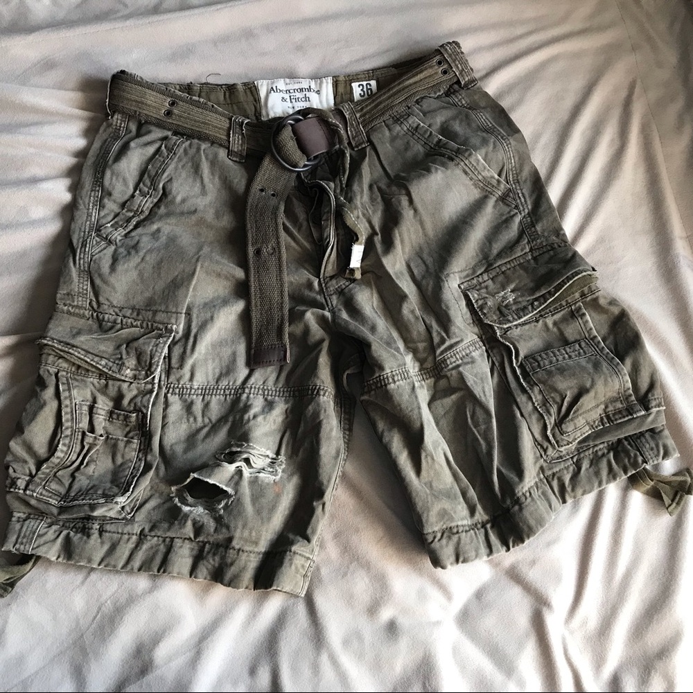 Abercrombie & finch dark olive green cargo shorts